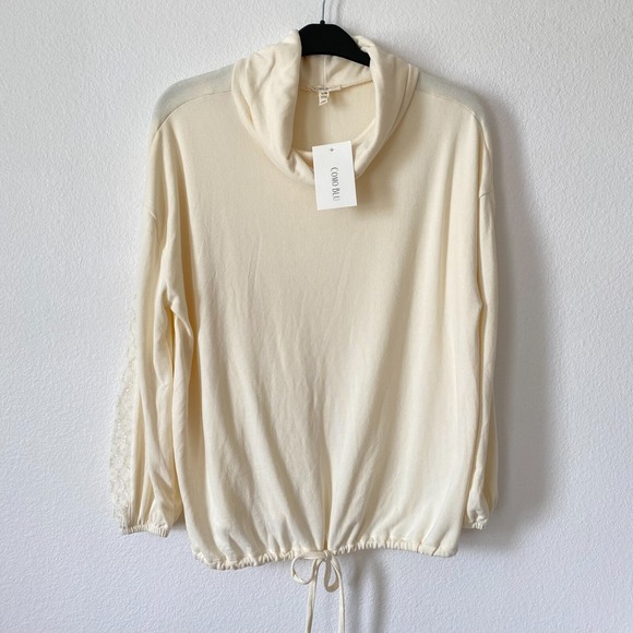 Como Blu Tops - NWT Como Blu‎ Womens Top Sweater Cowl Neck Long Sleeve Lace Size L